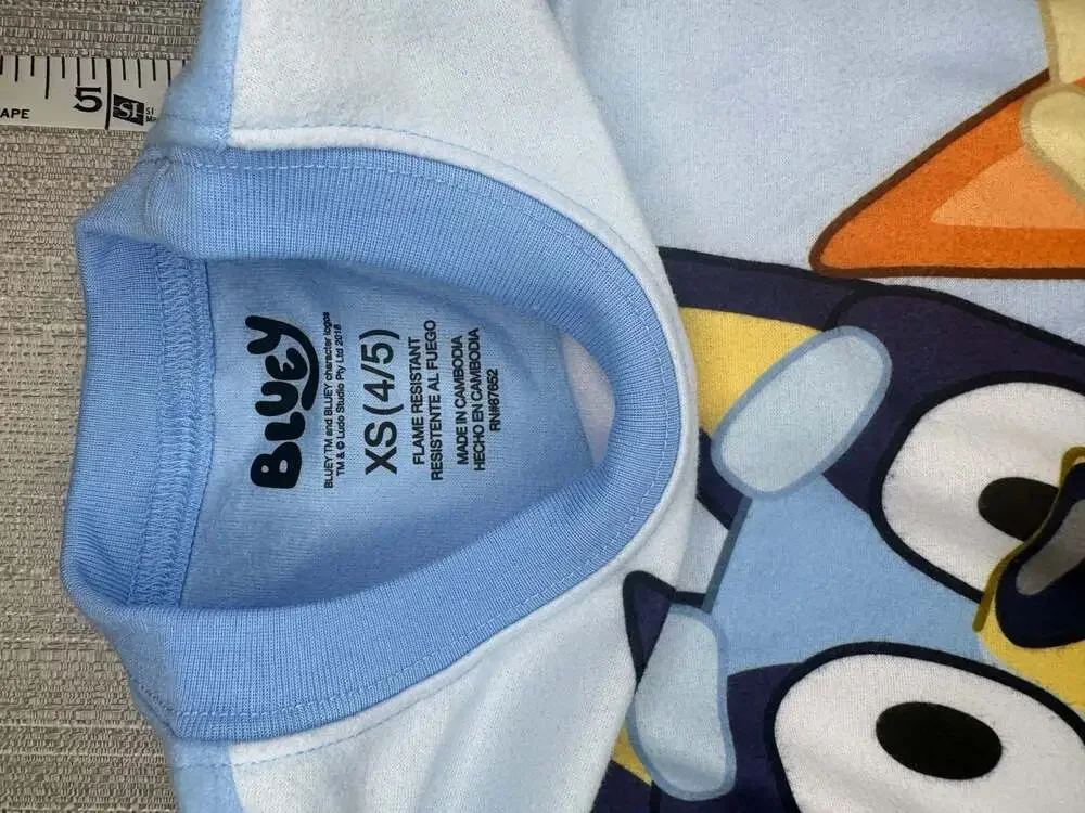 Bluey and Bingo Long Sleeve Pajama Top Light Blue Size XS 4/5
